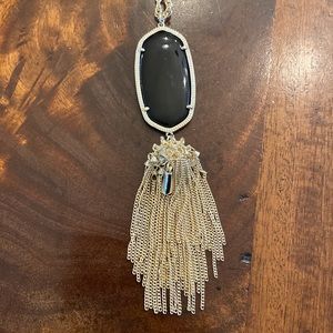 Kendra Scott Rayne black color bar tassel necklace